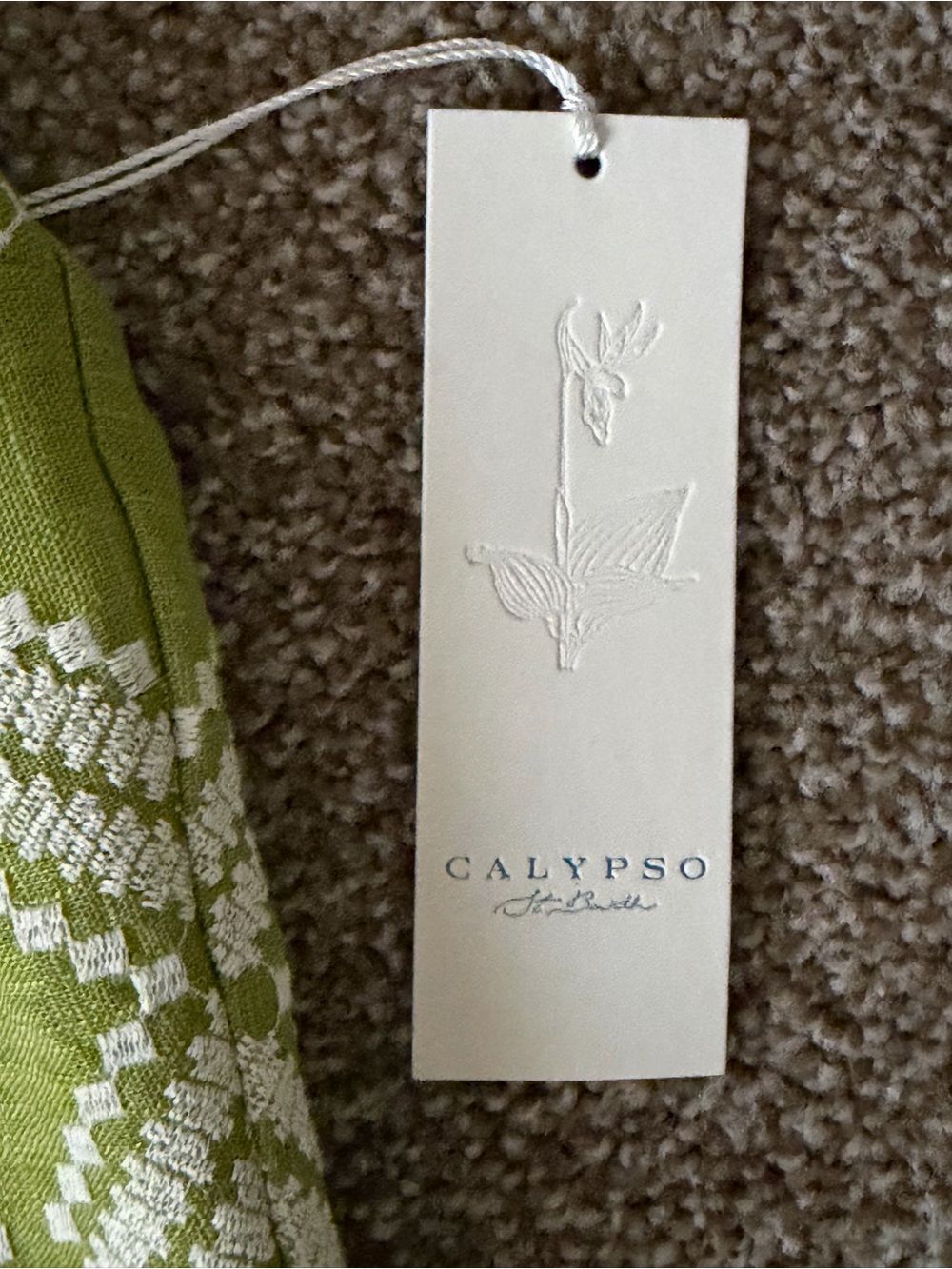 🌴 Calypso St. Barth Olive Green Embroidered Square-Neck Crop Top - Picture 8 of 13